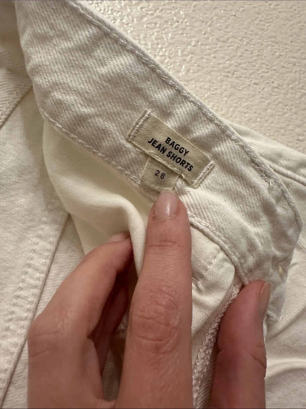 Madewell Baggy White Denim Shorts with Raw Edge